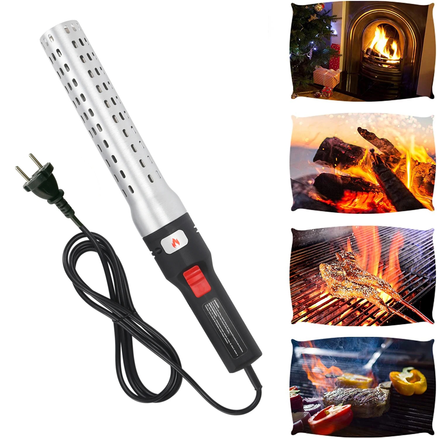 Electric Smoker Bbq - ที่จุดถ่านไฟฟ้าสำหรับเตาบาร์บีคิวแบบ Kamado อุปกรณ์จุดไฟสำหรับเตาบาร์บีคิว จุดไฟได้รวดเร็วสำหรับเตาบาร์บีคิวและเตารมควัน