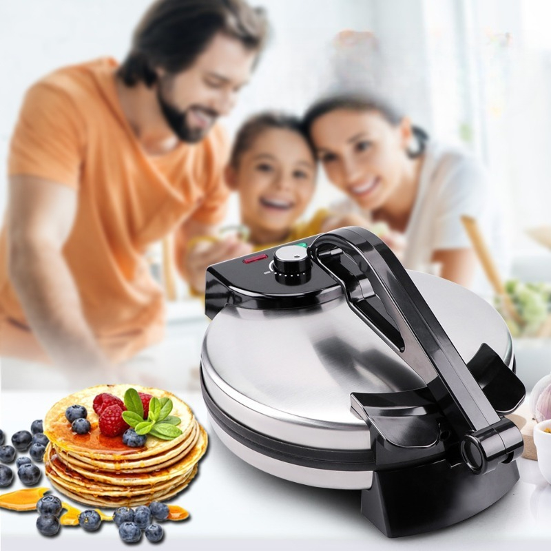 Tortilla Press Cast - เครื่องทำตอร์ติญ่าไฟฟ้า 1800 วัตต์ สเตนเลสสตีล ไม่ติดกระทะ เครื่องทำโรตี