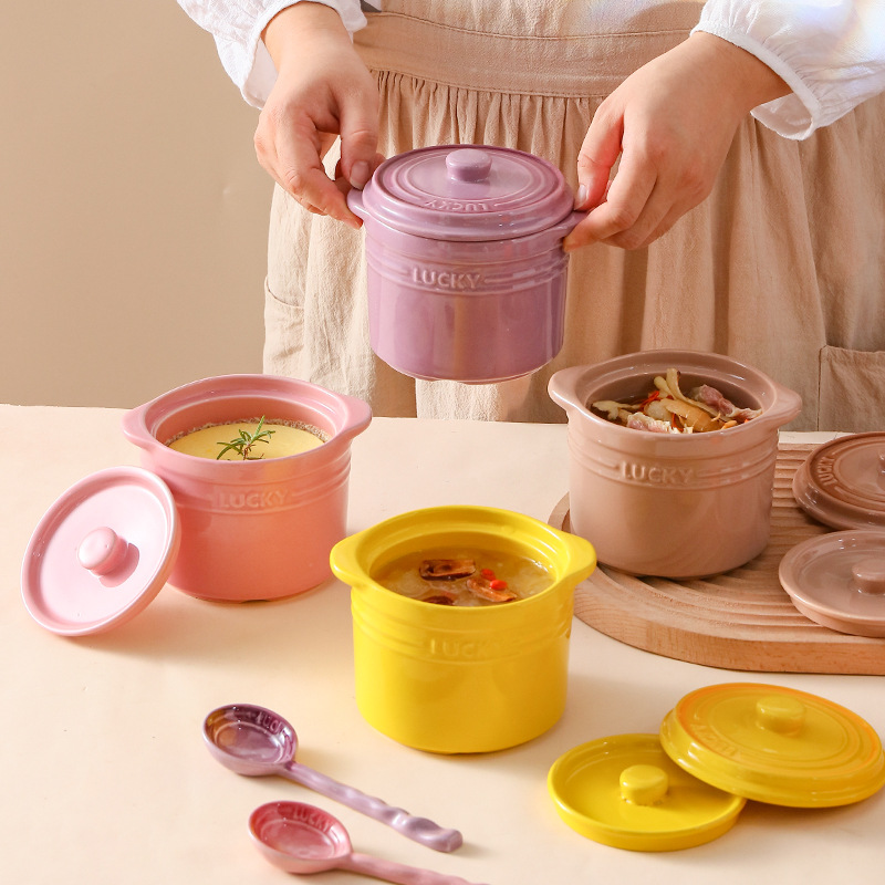 Kitchen Appliances For Cooking - คู่ฝาปิดชามเซรามิค,Bird's Nest นึ่งไข่ชามถ้วยขนม Stockpot สําหรับต้ม, Simmer