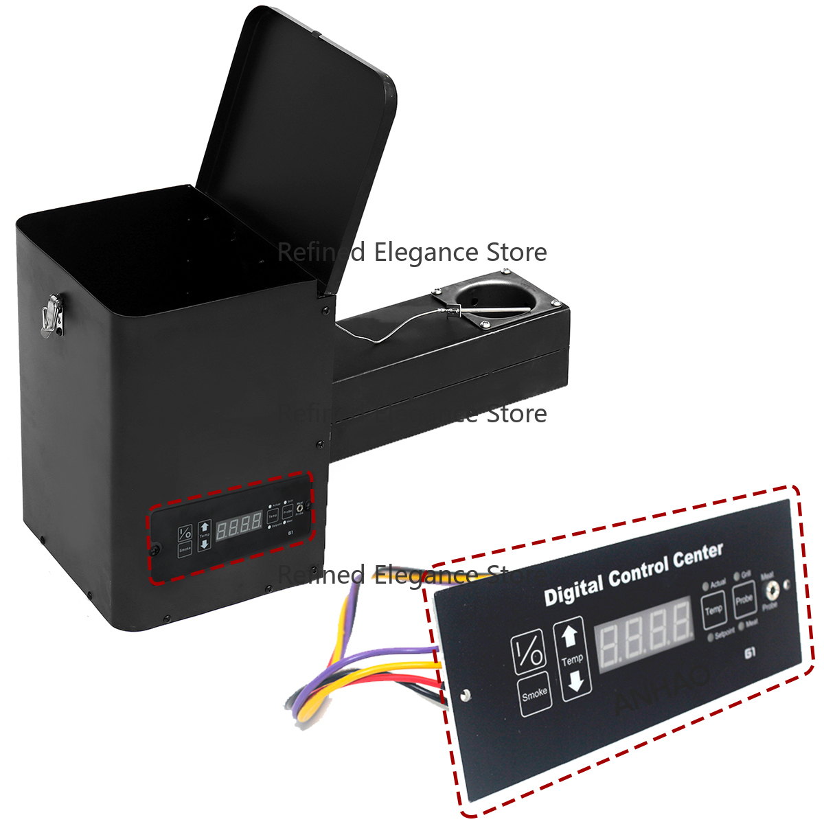 Electric Smoker Bbq - ชุดประกอบถังใส่ถ่านสำหรับเตาบาร์บีคิวแบบเม็ดพร้อมตัวควบคุม PID แบบ WiFi Bluetooth ขนาด