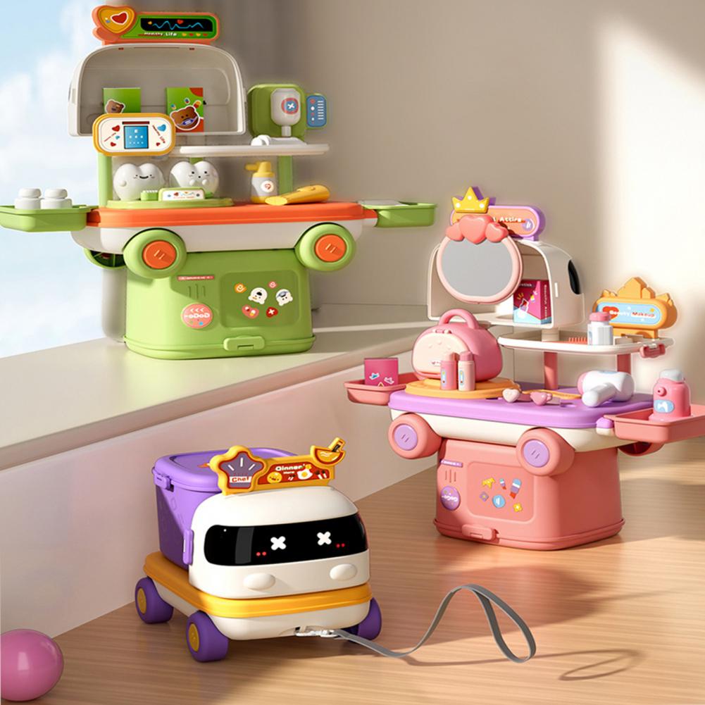Kitchen Appliances To Gift - ชุดของเล่น 2in1 ครัวและชุดแพทย์ พร้อมเครื่องใช้ในครัวและเครื่องสำอาง พร้อมกล่องเก็บของ เหมาะสำหรับงานปาร์ตี้วันหยุดและของขวัญวันเกิด