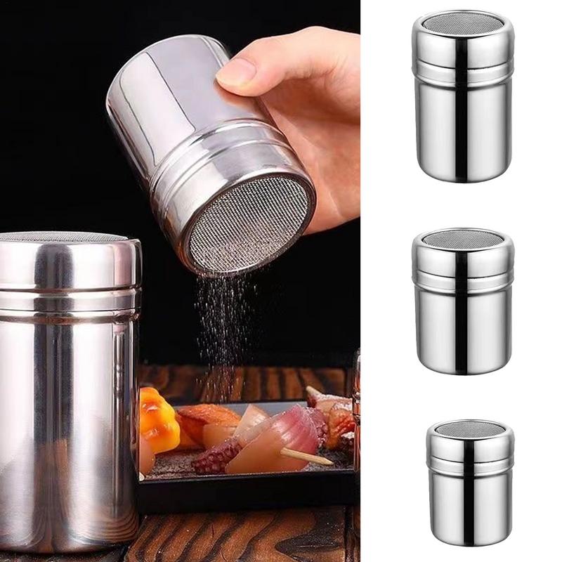 Kitchen Appliances For Cooking - สแตนเลสสตีลผงสปริงเกลอร์ขวดแป้ง Sifter Duster ขวดขนาดกะทัดรัดแป้ง Shaker สําหรับแป้งน้ําตาลเกลือเครื่องเทศโกโก้