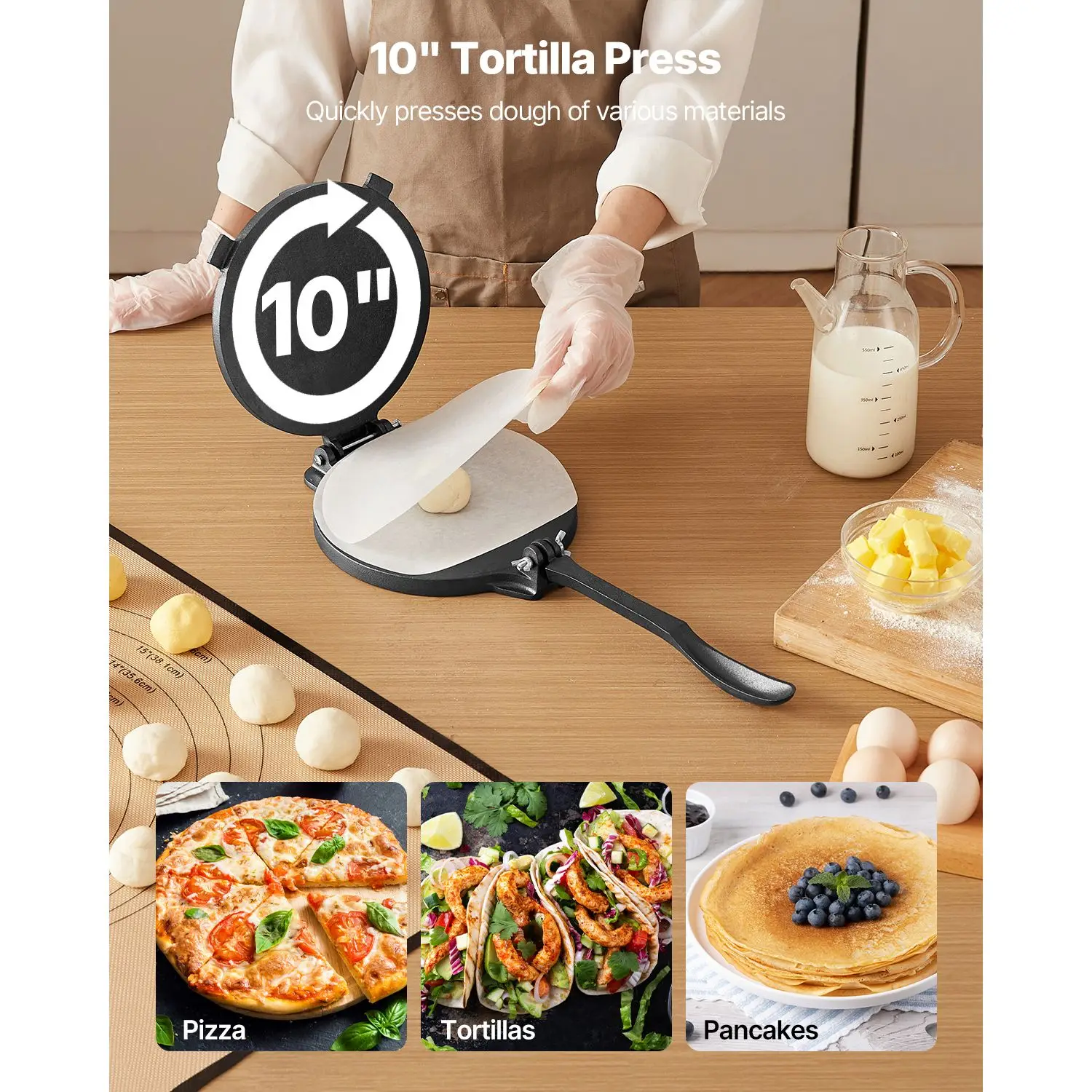 เครื่องกดแป้งตอร์ติญ่า ขนาด 10 - Tortilla Press Cast บทวิจารณ์และราคา